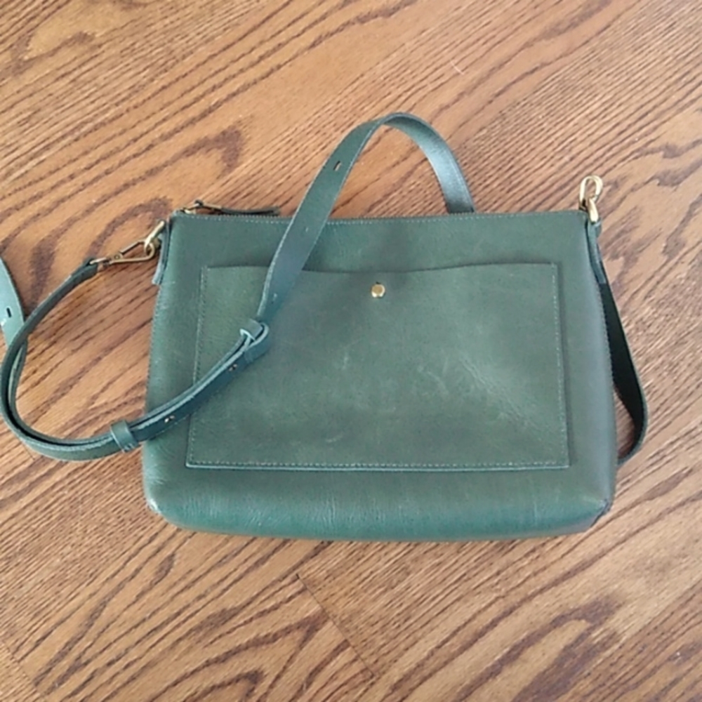 Madewell Transport forest green leather crossbody bag